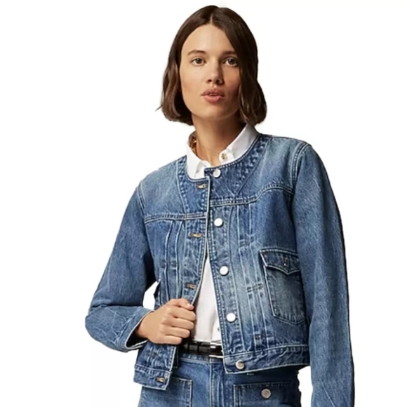 Nwt J Crew Pleated Denim Lady Jacket Size Xxs - Picture 1 of 6